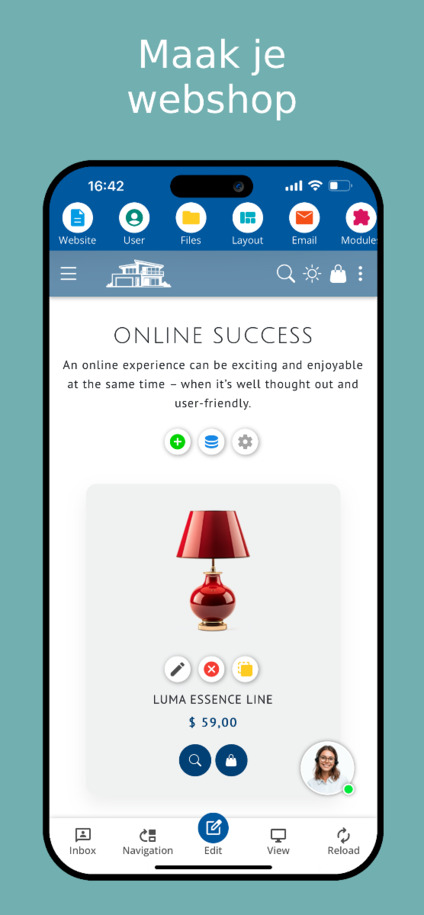 Webshop maken in de Website Builder-app – smartphone screenshot