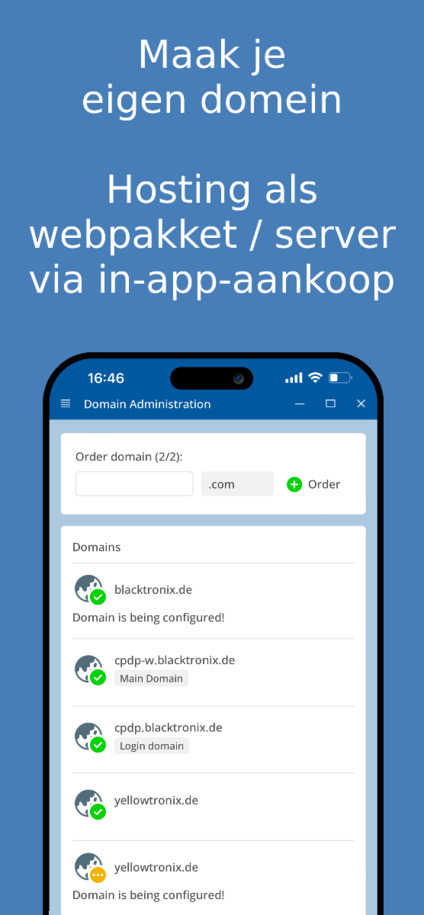 Eigen domein aanmaken en beheren – app screenshot