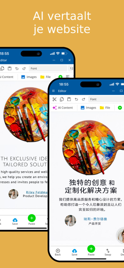AI vertaalt je website automatisch – mobiele weergave